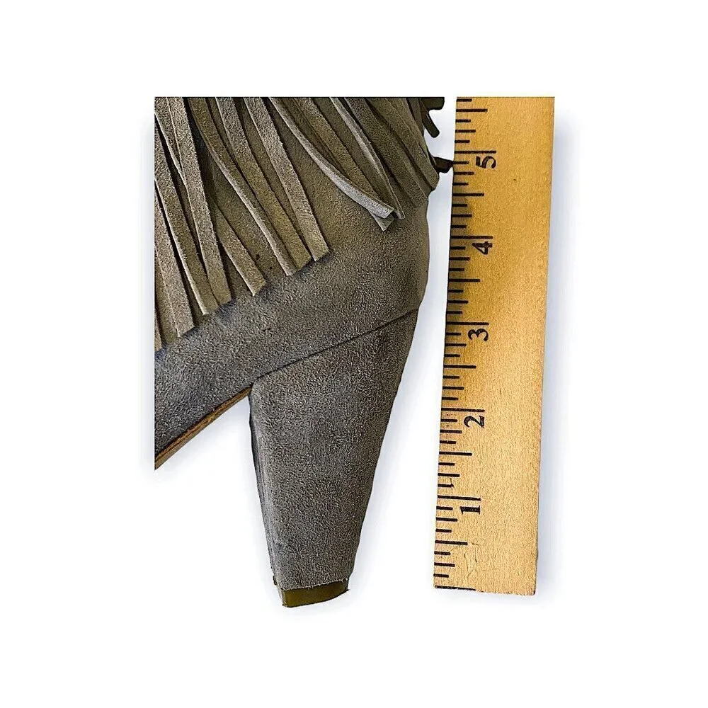 Anine Bing Irmelin Suede Fringe Ankle Boots,  Gray/Taupe,  Size 38EU